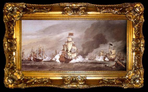 framed  VELDE, Willem van de, the Younger The Battle of Texel, painted, ta009-2